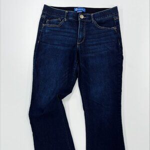Women 12 Democracy Jeans Blue Dark Wash Boot Cut Stretch Mid Rise 10" Inseam 31"